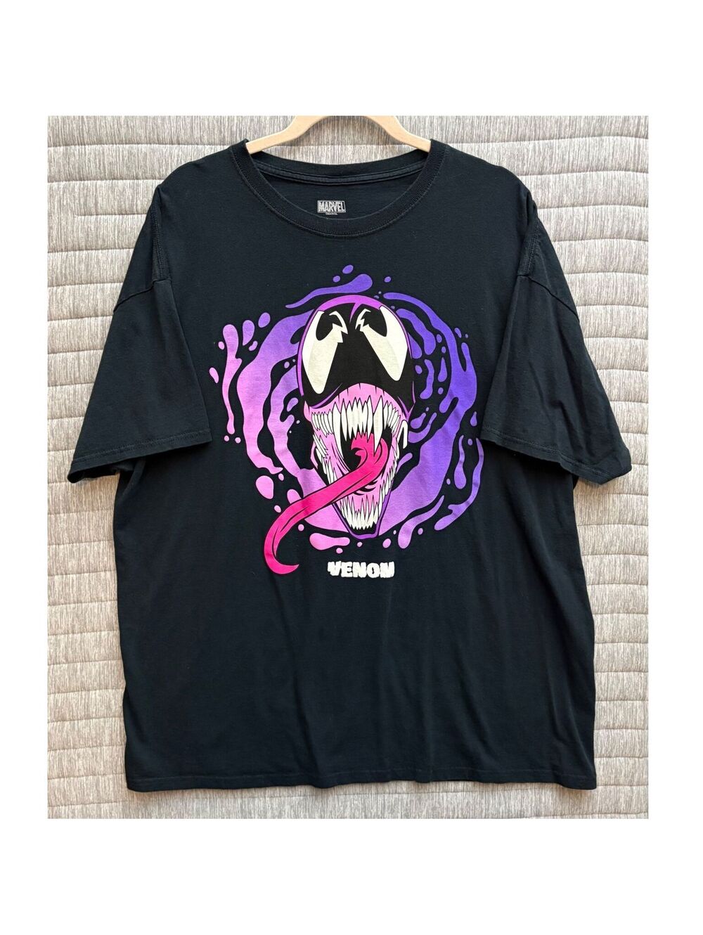 Marvel Comics Venom Graphic Short Sleeve T-Shirt Black Men's 2XL Cotton Casual